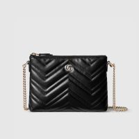 Gucci GG Marmont Pochette With Chain In Matelasse Leather 837742 Black