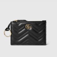 Gucci GG Marmont Zip Key Pouch In Matelasse Leather 837747 Black