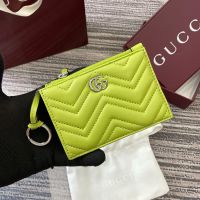 Gucci GG Marmont Zip Key Pouch In Matelasse Leather 837747 Bright Green