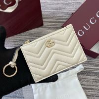 Gucci GG Marmont Zip Key Pouch In Matelasse Leather 837747 White