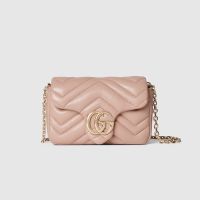 Gucci GG Marmont Mini Shoulder Bag 841290 In Matelasse Leather Cherry