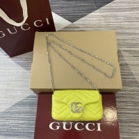 Gucci GG Marmont Mini Shoulder Bag 841290 In Matelasse Leather Yellow