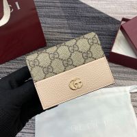 Gucci GG Marmont Small Wallet 841358 In GG Supreme Canvas and Textured Leather Beige/Pink