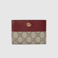Gucci GG Marmont Small Wallet In Leather and GG Supreme Canvas 841360 Beige/Red