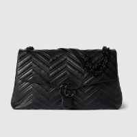 Gucci GG Marmont Large Shoulder Bag 850659 In Matelasse Leather Black