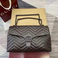 Gucci GG Marmont Large Shoulder Bag 850659 In Matelasse Leather Coffee