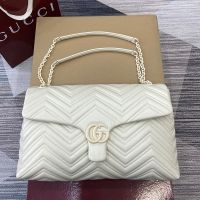 Gucci GG Marmont Large Shoulder Bag 850659 In Matelasse Leather White
