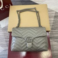Gucci GG Marmont Medium Shoulder Bag 850676 In Matelasse Leather Grey