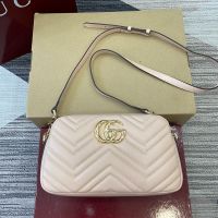 Gucci GG Marmont Small Camera Bag 855273 In Matelasse Leather Cherry