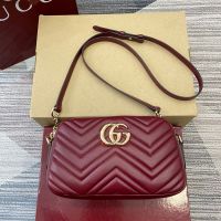 Gucci GG Marmont Small Camera Bag 855273 In Matelasse Leather Red
