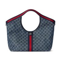 Gucci Giglio Large Tote Bag In GG Supreme Denim 853971 Blue