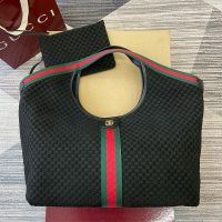 Gucci Giglio Large Tote 853971 In GG Embossed Suede Black