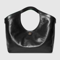 Gucci Giglio Large Tote 853971 In Glossy Leather Black