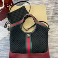 Gucci Giglio Small Tote 860845 In GG Embossed Suede Black