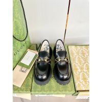 Gucci Gold Horsebit Loafers Women Leather Black