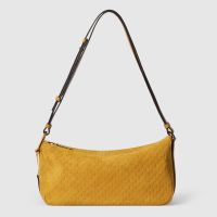 Gucci Half Horsebit Medium Shoulder Bag 860787 In GG Embossed Suede Yellow