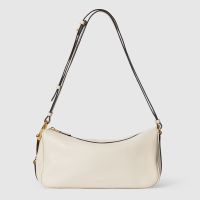 Gucci Half Horsebit Medium Shoulder Bag 860787 In Grainy Leather White