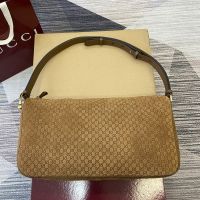 Gucci Half Horsebit Large Shoulder Bag 862530 In GG Embossed Suede Brown