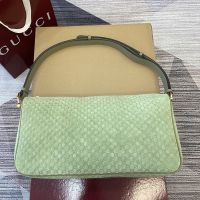 Gucci Half Horsebit Large Shoulder Bag 862530 In GG Embossed Suede Green