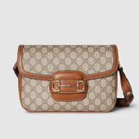 Gucci Horsebit 1955 Medium Shoulder Bag In GG Supreme Canvas 815178 Beige/Brown