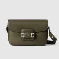 Gucci Horsebit 1955 Medium Shoulder Bag In Soft Leather 815178 Olive