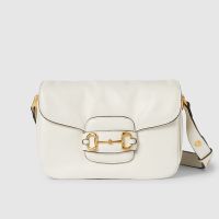 Gucci Horsebit 1955 Aura Small Shoulder Bag 847063 In Soft Leather White
