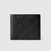 Gucci Imprint Bi-fold Wallet In GG Embossed Grainy Leather 835001 Black