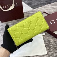 Gucci Imprint Zip Around Wallet 835003 In GG Embossed Grainy Leather Green