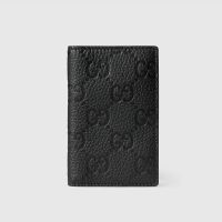 Gucci Imprint Long Card Case In GG Embossed Grainy Leather 835011 Black