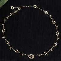 Gucci Interlocking G Diamond Necklace In Gold