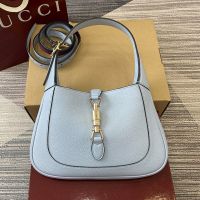 Gucci Jackie 1961 Medium Shoulder Bag 810232 In Grain Leather Sky Blue