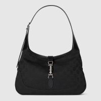 Gucci Jackie 1961 Medium Shoulder Bag 863136 In GG Supreme Canvas Black