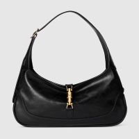 Gucci Jackie Slim Small Shoulder Bag 863137 In Glossy Leather Black