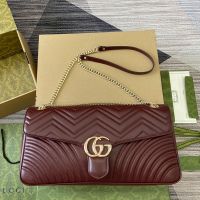 Gucci Large Marmont Flap Shoulder Bag In Matelasse Leather 788371 Burgundy