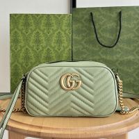 Gucci Small Marmont Shoulder Bag In Matelasse Leather 447632 Mint Green