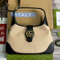 Gucci Medium Aphrodite Shoulder Bag In Canvas and Leather 726274 Beige/Black