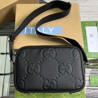 Gucci Medium Messenger In Jumbo GG Leather 766946 Black