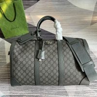 Gucci Medium Savoy Duffle Bag with ID Tag In GG Supreme Canvas 681295 Grey
