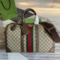 Gucci Medium Savoy Duffle Bag with Logo Tag In GG Supreme Canvas 681295 Brown