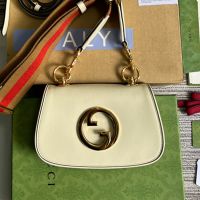 Gucci Mini Blondie Flap Crossbody Bag with Web Strap In Leather 698643 White