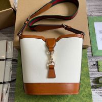 Gucci Mini Bucket Shoulder Bag In Canvas 782908 White/Brown