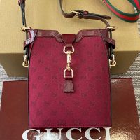 Gucci Mini Bucket Shoulder Bag In Original GG Canvas 782919 Burgundy