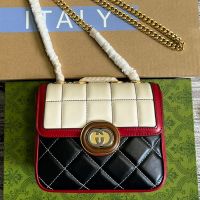 Gucci Mini Deco Crossbody Bag In Quilted Leather 741457 Black/White