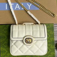 Gucci Mini Deco Crossbody Bag In Quilted Leather 741457 White