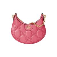 Gucci Mini Half-Moon Bag In GG Matelasse Leather 739736 Rose