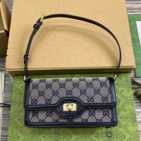 Gucci Mini Luce Shoulder Bag In Original GG Canvas 790038 Beige/Blue