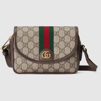Gucci Mini Ophidia Flap Square Bag In GG Supreme Canvas 772239 Beige/Brown
