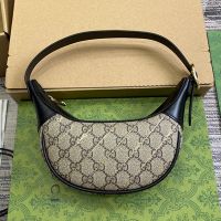 Gucci Mini Ophidia Half-Moon Bag with Horsebit In GG Supreme Canvas 774336 Black