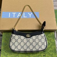 Gucci Mini Ophidia Hobo Bag In GG Supreme Canvas 764960 Beige/Blue