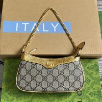 Gucci Mini Ophidia Hobo Bag In GG Supreme Canvas 764960 Beige/Gold